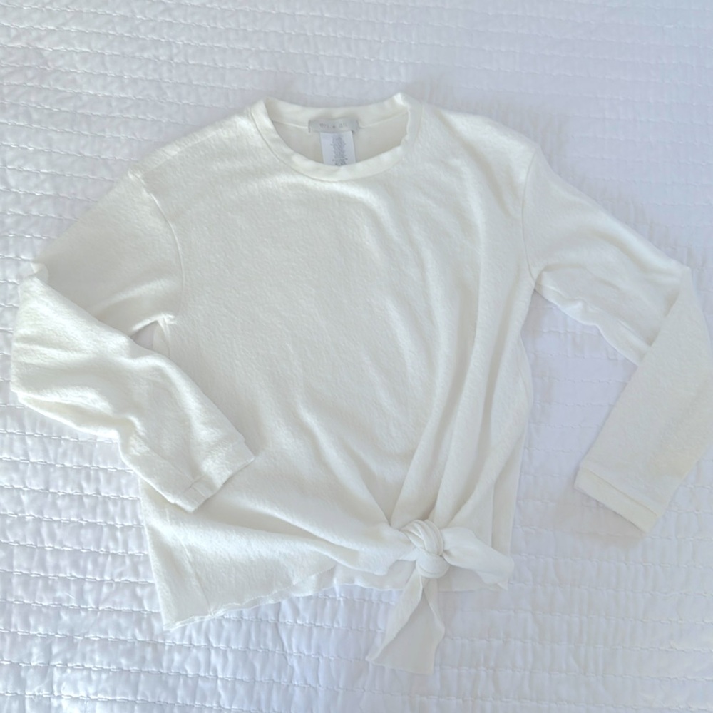 Anthropologie Verna Brushed Tie-Front Pullover in ivory
Size XS